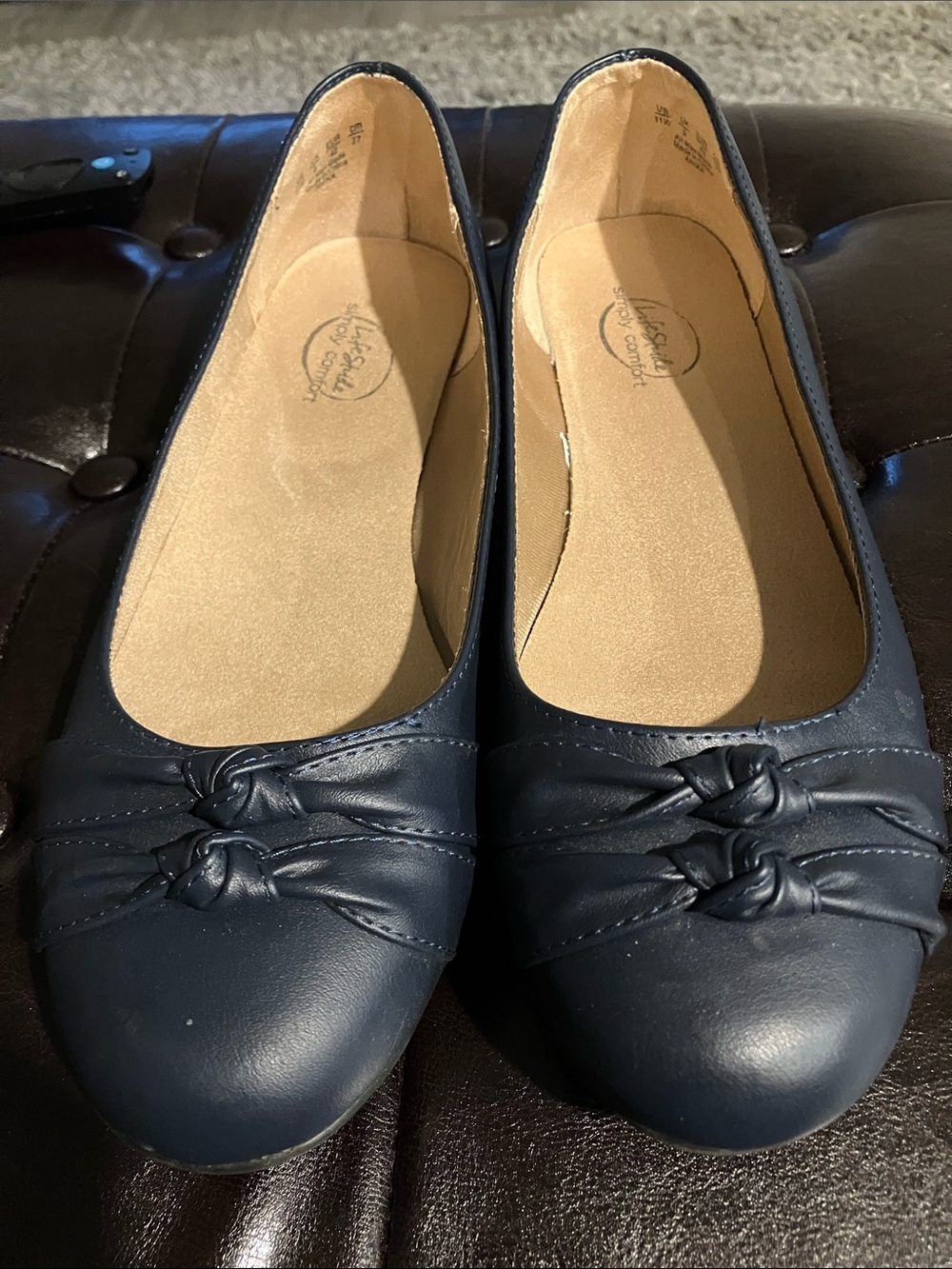 Life Stride Navy Knot-Detail Ballet Flats
